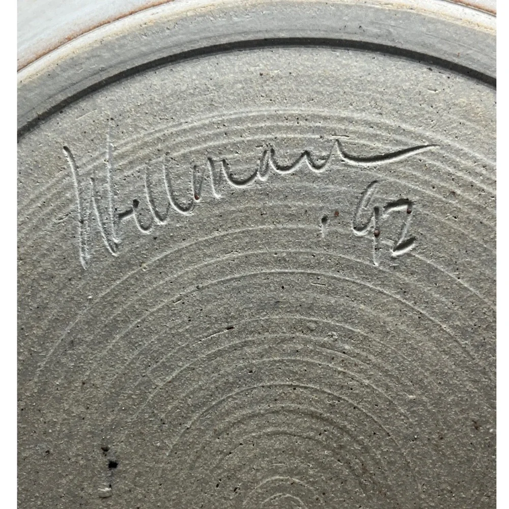 Kim Wellman Folk Studio Art Pottery Low bowl Pie plate 92 Mid Century‎ Design